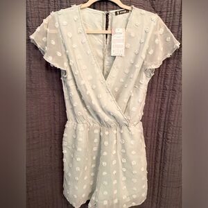 Mint green v-neck wrap romper